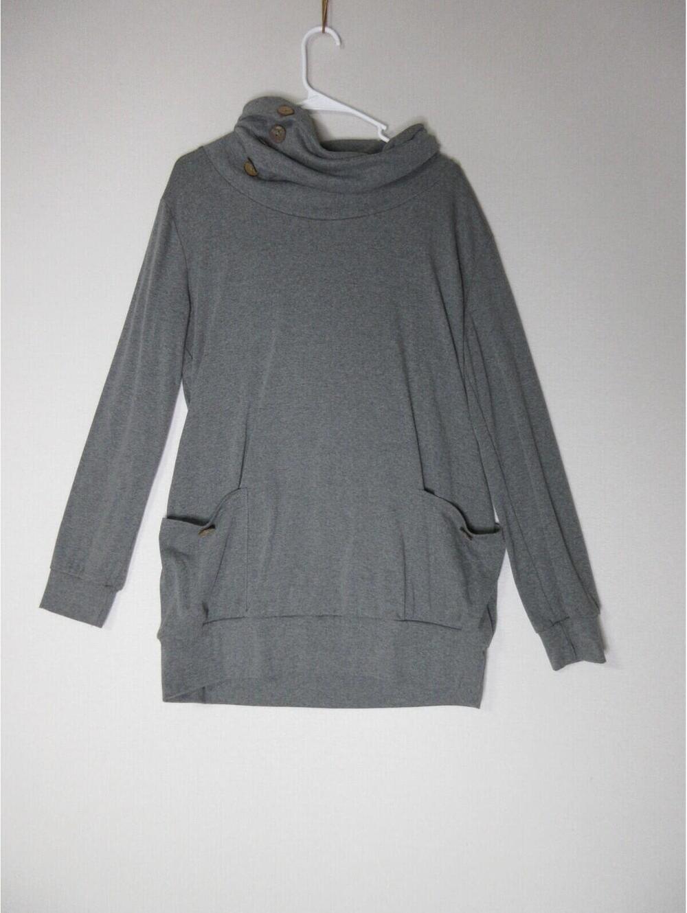 Levaca Womens Pullover Tight Knit Turtleneck Sweater Long Sleeve Size XL Gray